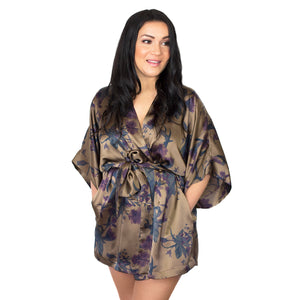 Womens Floral silk kimono robe