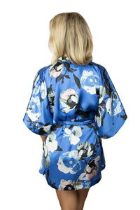 Womens Floral silk kimono robe